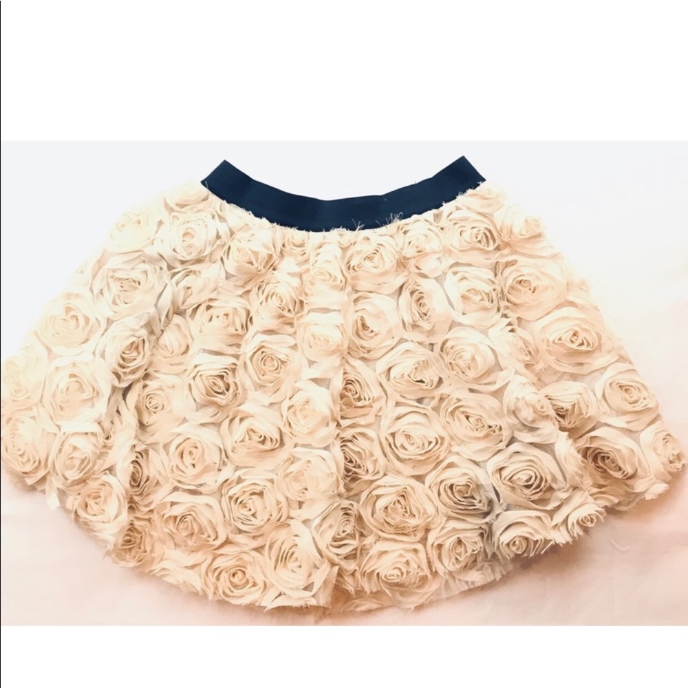 Free People XS Roses Flower Ivory Skirt Flare Mini